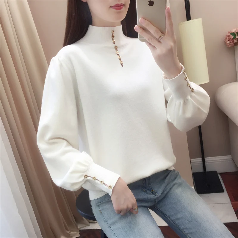 

Half turtleneck women's sweater loose-fitting outer wear autumn and winter knit sweater GRAY22