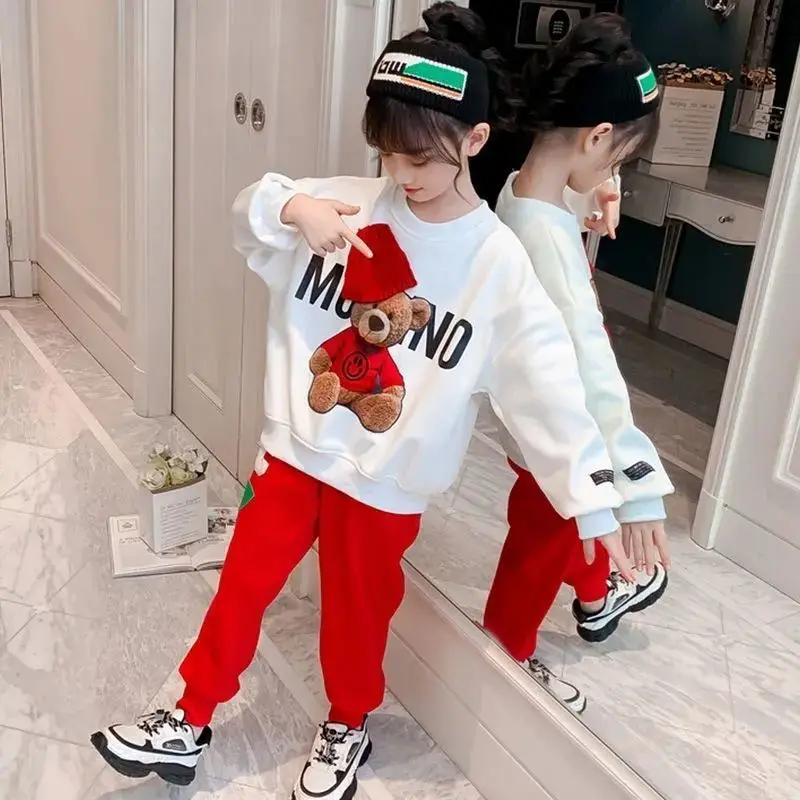 

New Girls Cartoon Sets 2023 Kids Long Sleeve Sports Shirts + Pants Suits Autumn Spring Children‘s Clothing Teen 6 8 9 10 12 Year