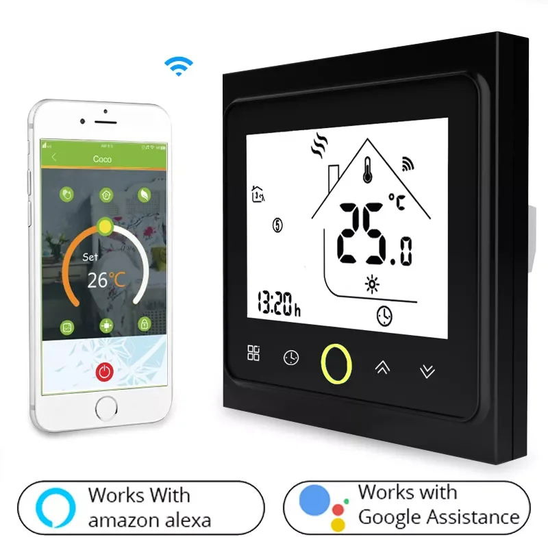 

WiFi Thermostat Temperature Controller LCD Touch Screen Backlight Underfloor Heating Work with for Alexa Home