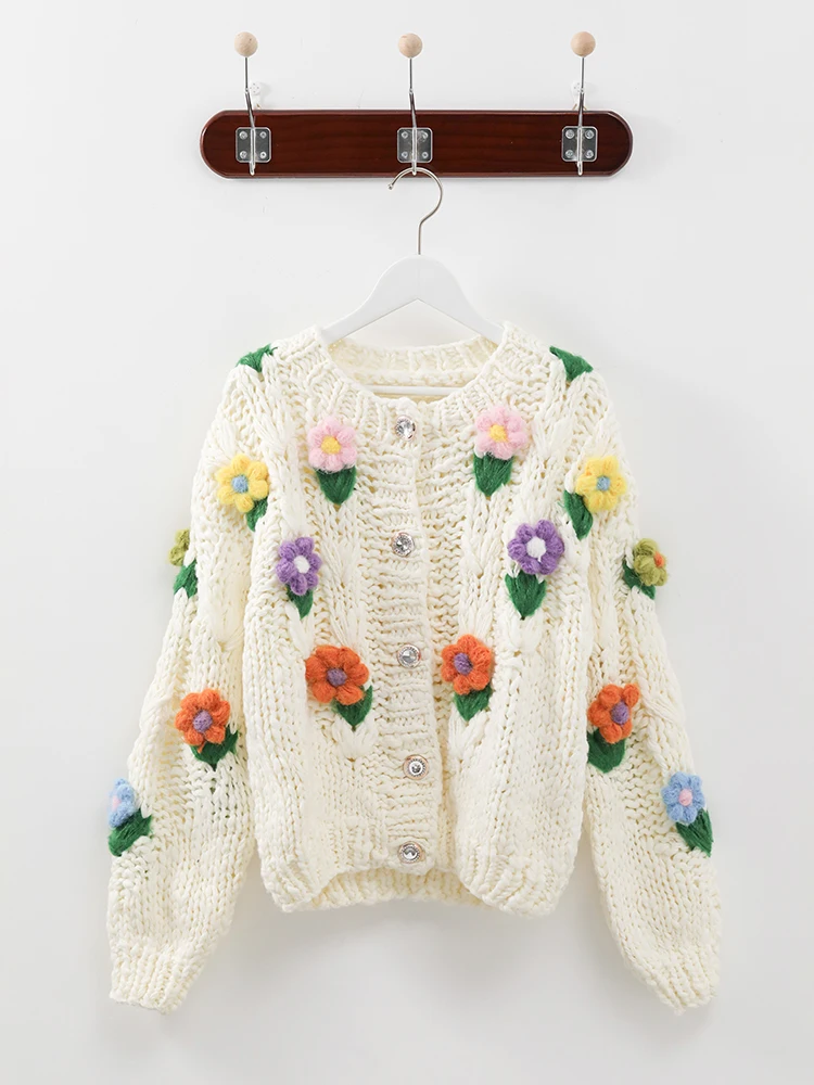 Jastie мягкий толстый свитер 2023 осень зима женская одежда цветок ручной работы