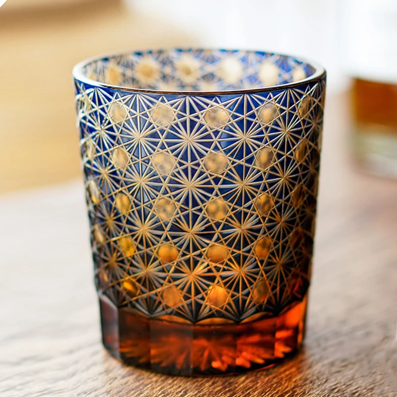 Edo Kiriko-vasos bohemios con grabado checo, vaso de Whisky de cristal de...