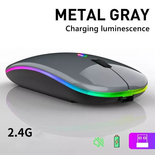

Wireless 2.4Ghz Mouse USB Optical Mouse Rechargeable RGB 1600DPI Mouse Computer Ergonomic Gaming Mouse For Laptop PC