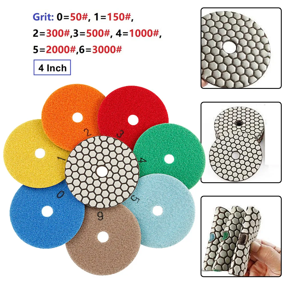 

1PC 4"/100mm Diamond Resin Bond Dry Polishing Pad Dry Use Sharp Flexible Sanding Disc For Granite Marble Stone Grinding Abrasiv