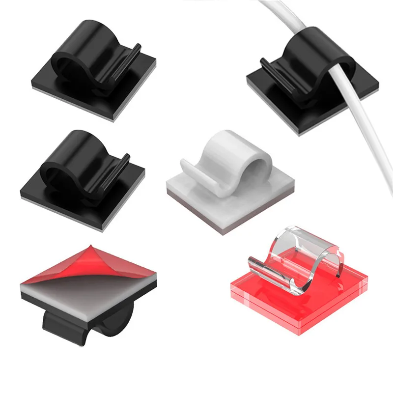 

50PCS Cable Organizer Clips Wire Winder Holder Earphone Mouse Cord Clip Protector USB Cable Management Clips Wire Manager