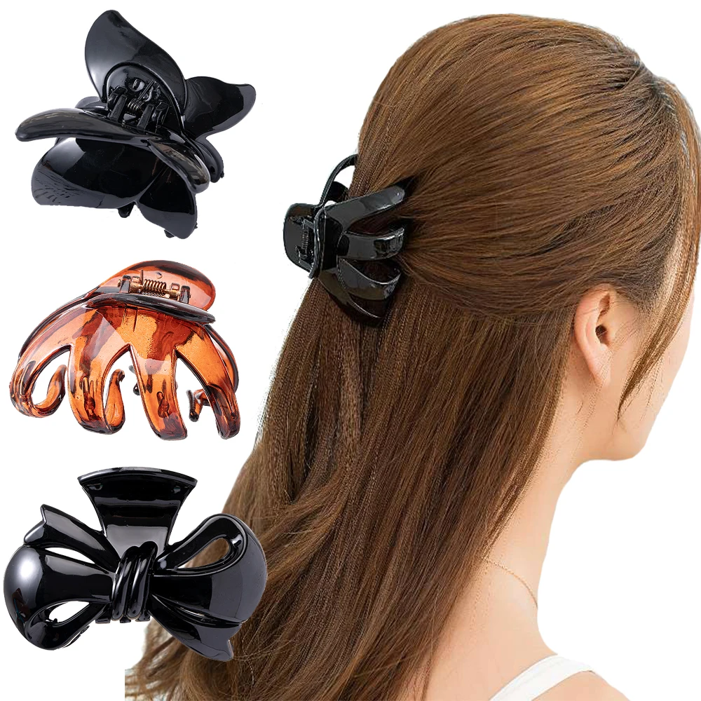 

Black Plastic Butterfly Hair Clip Crab Ponytail Hair Claws Women Barrettes Solid Color Fashion Hair Hair Accessories Headwear