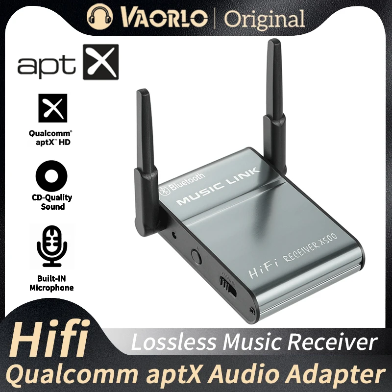 VAORLO Original aptX Bluetooth Audio Receiver Hifi Lossless HD Music Wireless Adapter 3.5MM AUX RCA Stereo Dual Antenna With Mic