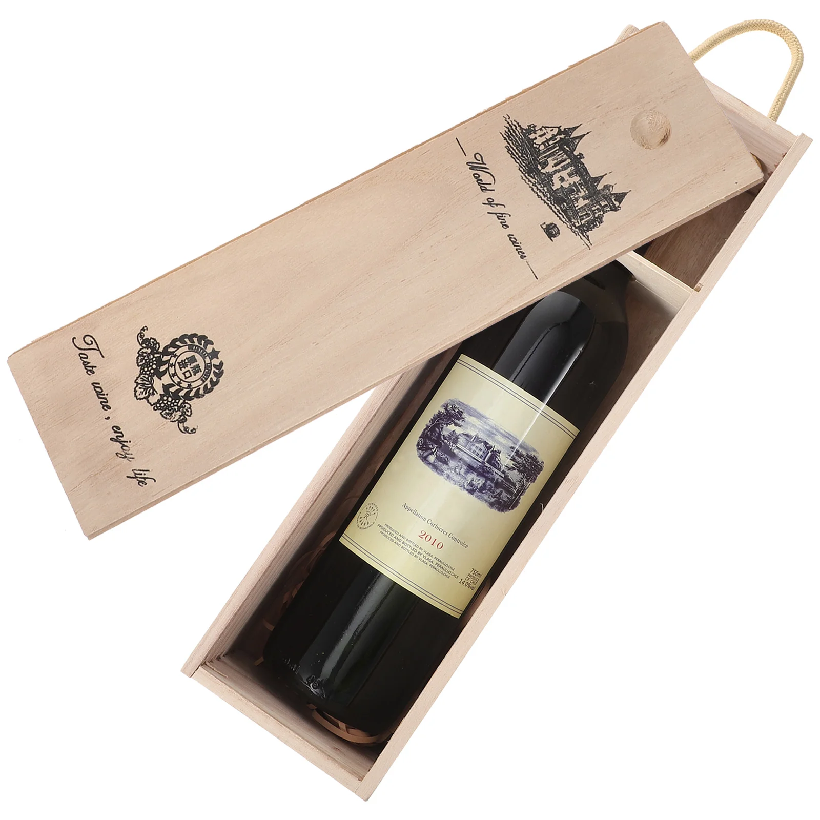 

1pc Delicate Bottle Box Carrier with Handle Wooden Gift Packing Box
