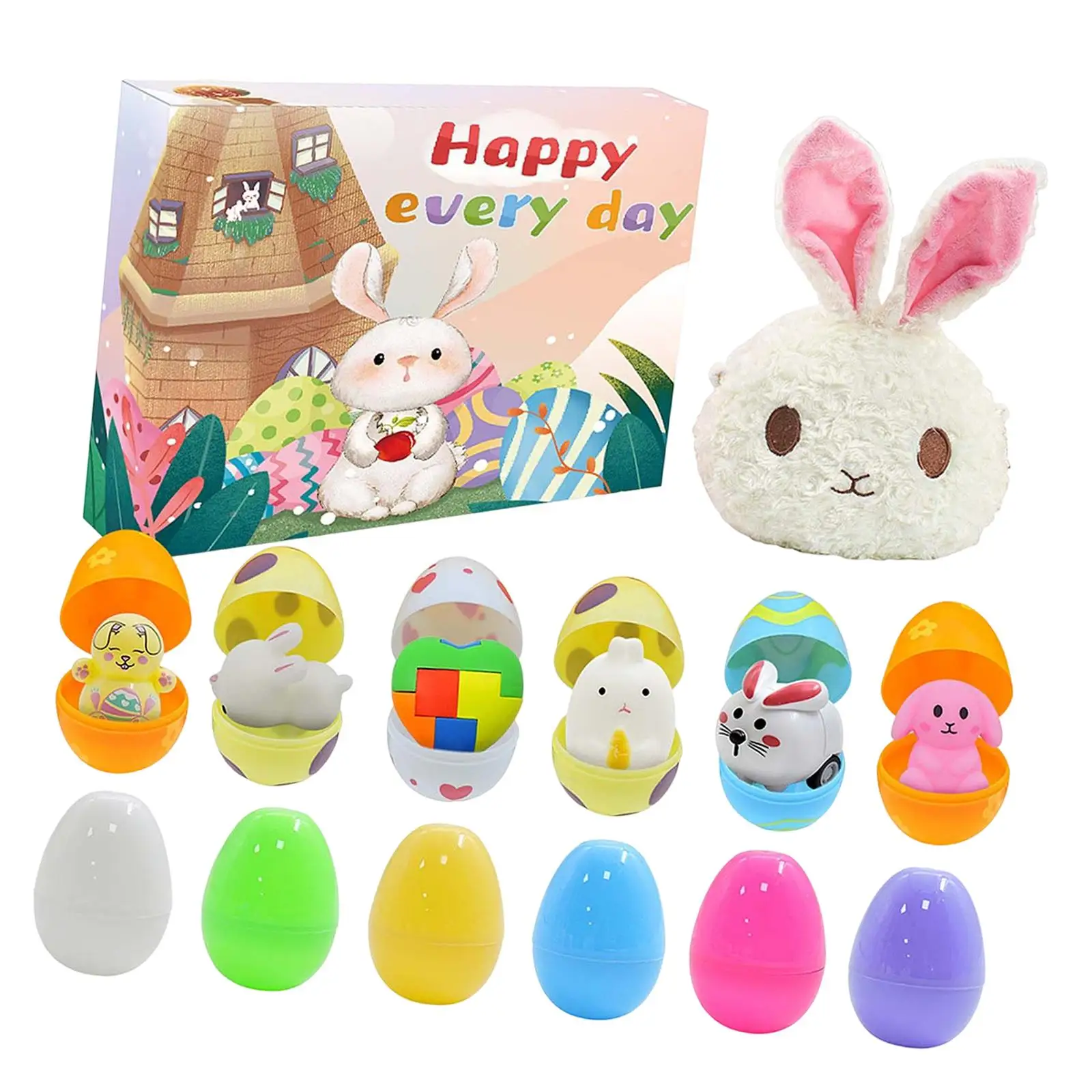 

Easter Eggs Prefilled Egg Filler Reusable with Bag Prefilled Eggs for Kids for Basket Stuffers Fillers Easter Theme Party Favor