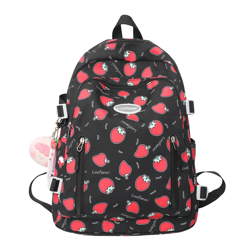 

Kawaii Student Bookbags Large Capacity Women Laptop Backpacks Fashion Strawberry Print Simple Cute Middle Student Backpack