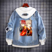my hero academia demin jacket anime hoodies autumn sweatshirt jeans coats hooded harajuku streetwear jackets