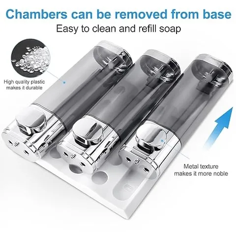 Настенный дозатор шампуня и кондиционера 3-в-1, дозатор мыла для душа без перфорации для дома, ванной комнаты, отеля