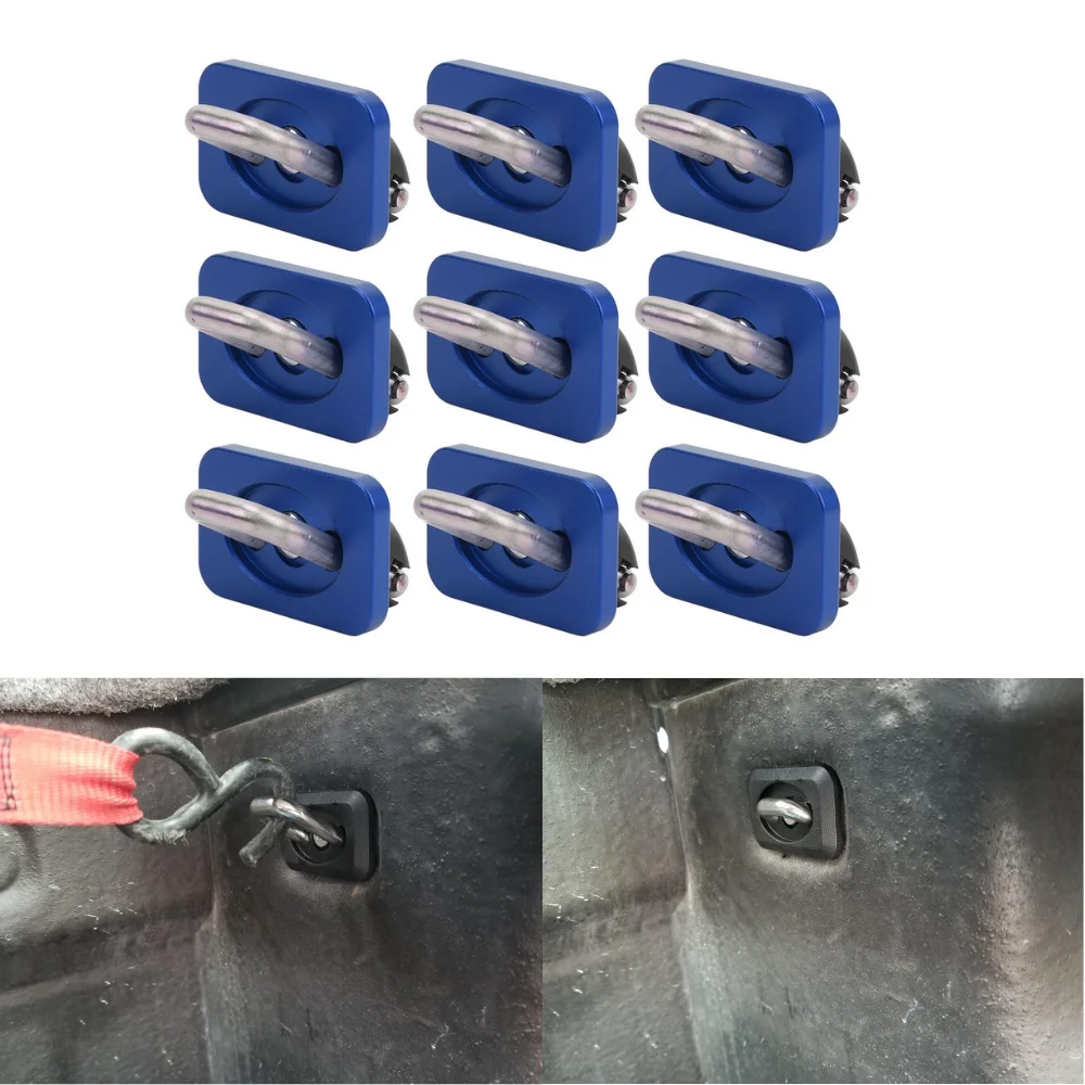 

Inner Bed Retractable Truck Bed Tie Down 35° Anchors for 2007+ Chevy Silverado & GMC Sierra 9PCS Blue