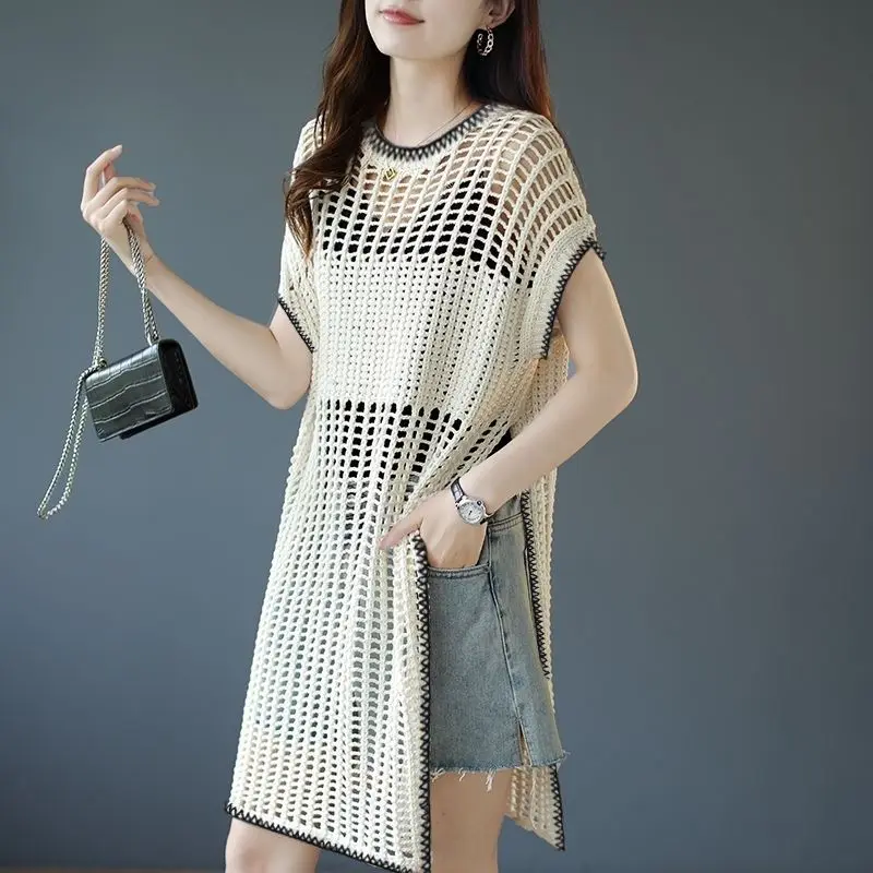 

Женская футболка с круглым вырезом и коротким рукавом, свободного покроя