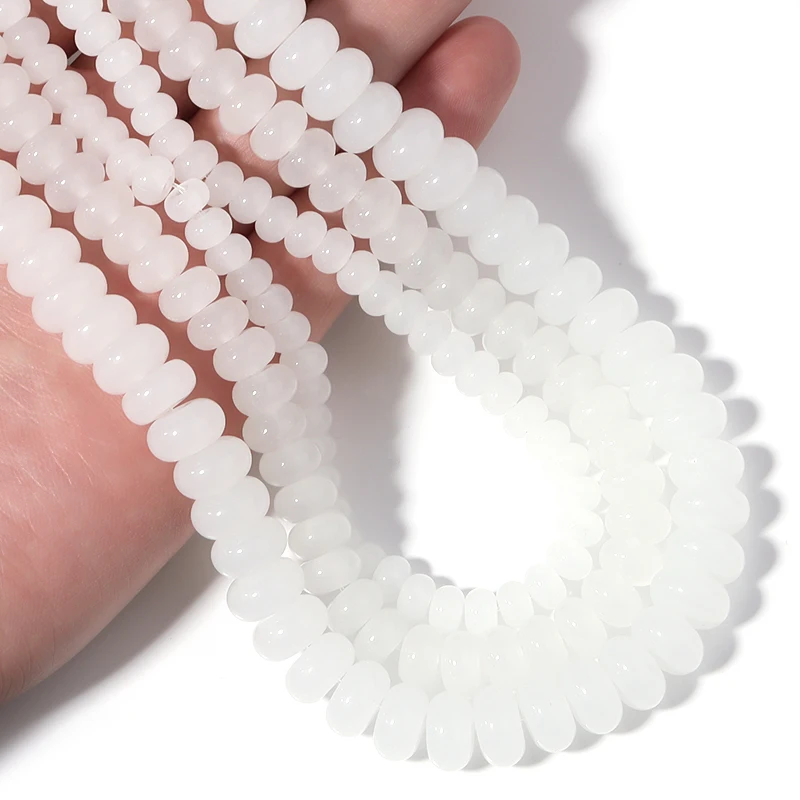 

70-95Pcs/bag 6 8 10mm Flat Abacus Spacer Glass Beads White Loose Bead for Jewelry Making Diy Bracelet Necklace Accssories