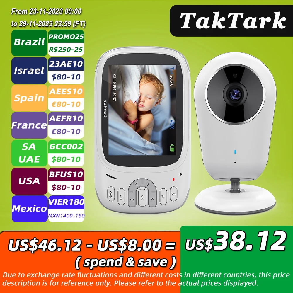 

3.2 Inch Wireless Video Baby Monitor Night Vision Security Camera Babyphone Intercom Temperature Monitoring Babysitter Nanny