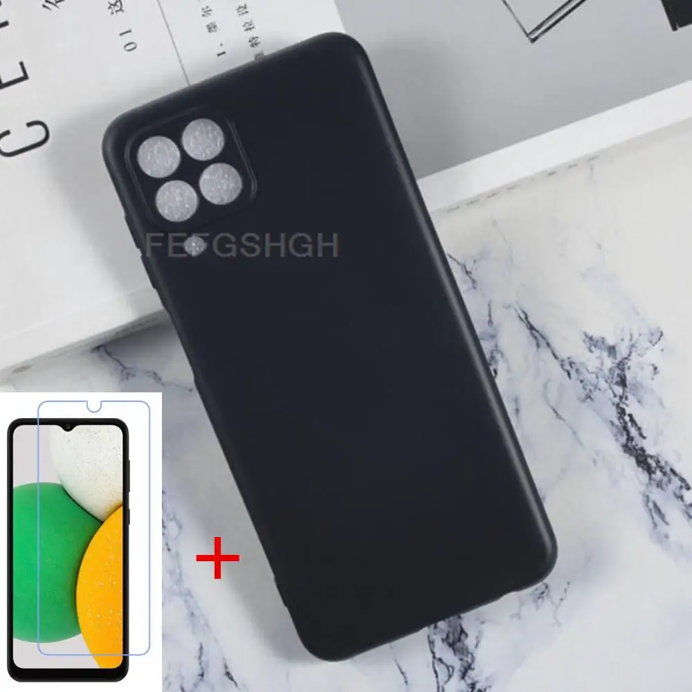 

Transparent Phone Case For Samsung Galaxy M33 5G 6.6" Case Silicon Back TPU Cover Tempered Glass Screen Protector