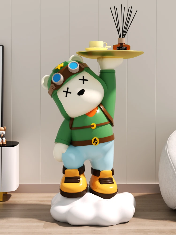 

Home Decor Sculpture and Figurine Decoration Accessorie Pilot Bear Large Storage Floor Ornament Living Room TVCabinet FRP Statue