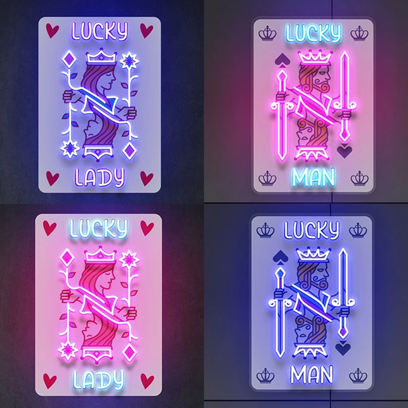 

Poker Neon Sign Queen Card Neon Lights Custom Home Wall Artwrok Decor Living Room Bedroom Decoration Aesthetic Led Neon Signs