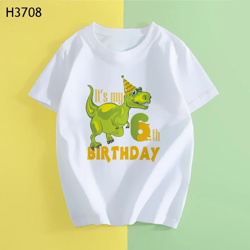 

Personalized Initial Letter Boys and Girls Dinosaur T-shirt Cute Letter Customized Name Children's T-shirt Funny Clothing