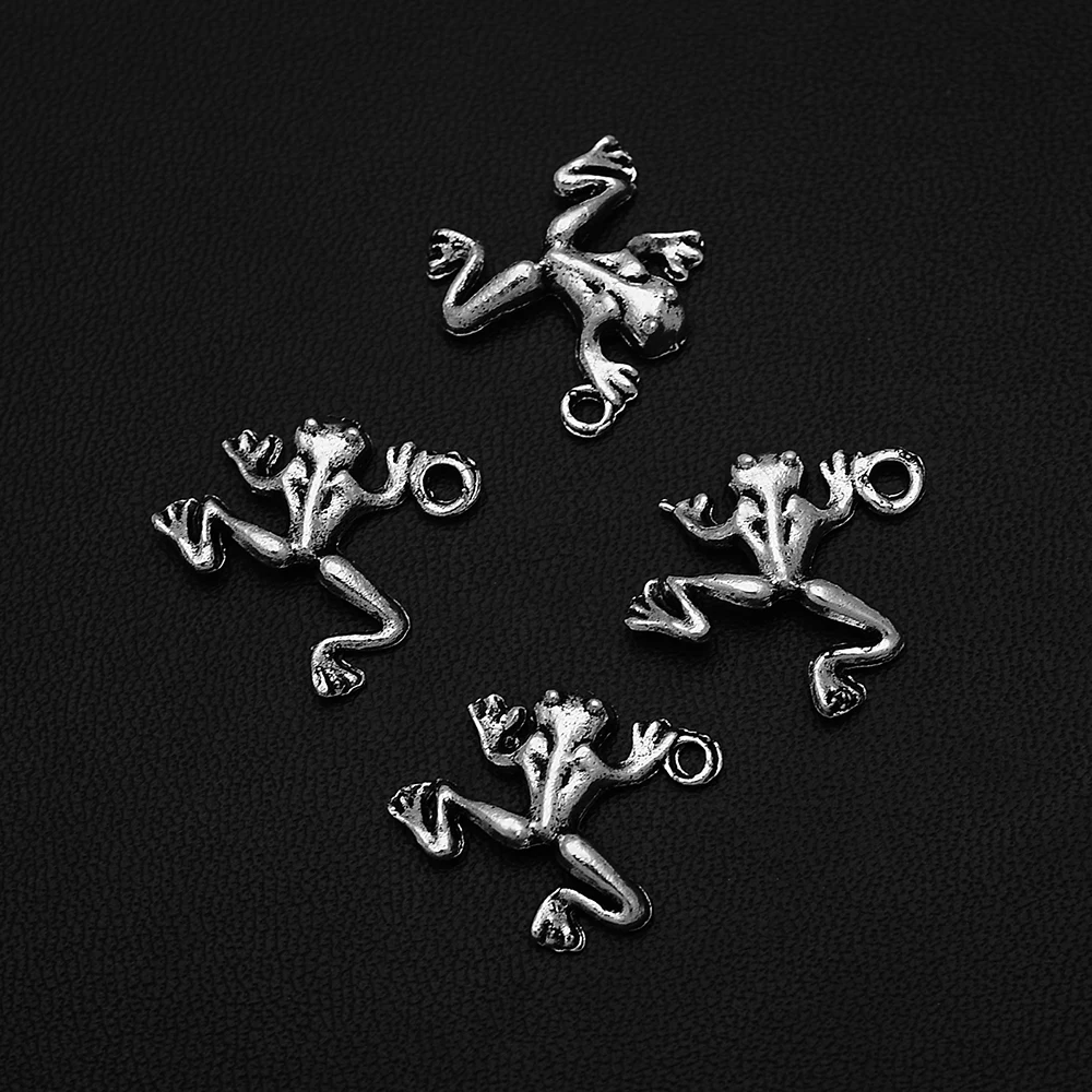 

15pcs/Lots17x18mm Antique Silver Plated Little Jump Frog Charms Animals Pendants For Diy Bracelet Designer Wholesale Accessories