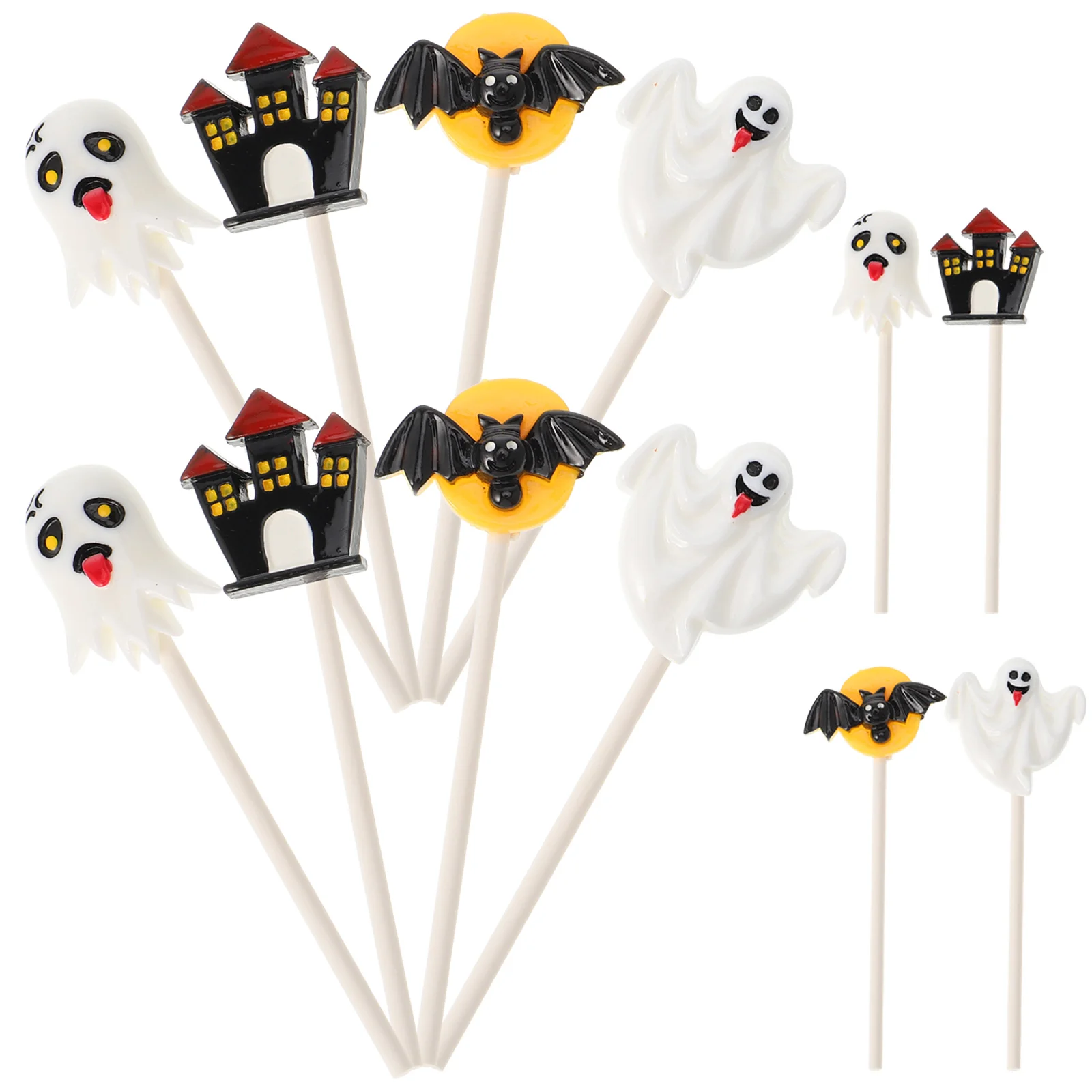 

12 Pcs Cakes Halloween Toppers Ghost Pumpkin Flags Insert Cards DIY Cupcake Plug-in