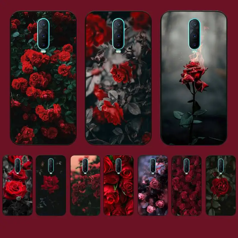 

Bright Red Rose Flowers Phone Case for Vivo Y91C Y11 17 19 17 67 81 Oppo A9 2020 Realme c3
