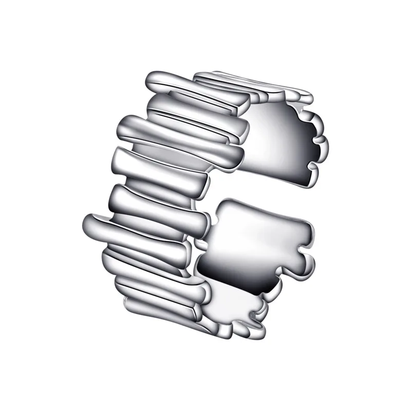 

Hot selling in Europe and America S925 sterling silver high-grade design sense micro-set irregular stripe open ring female