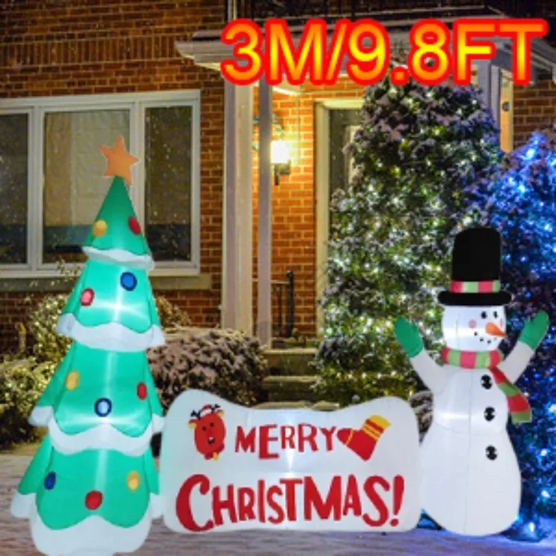 Рождественский Надувной Елочный Баннер Снеговик Со Светодиодной Подсветкой
