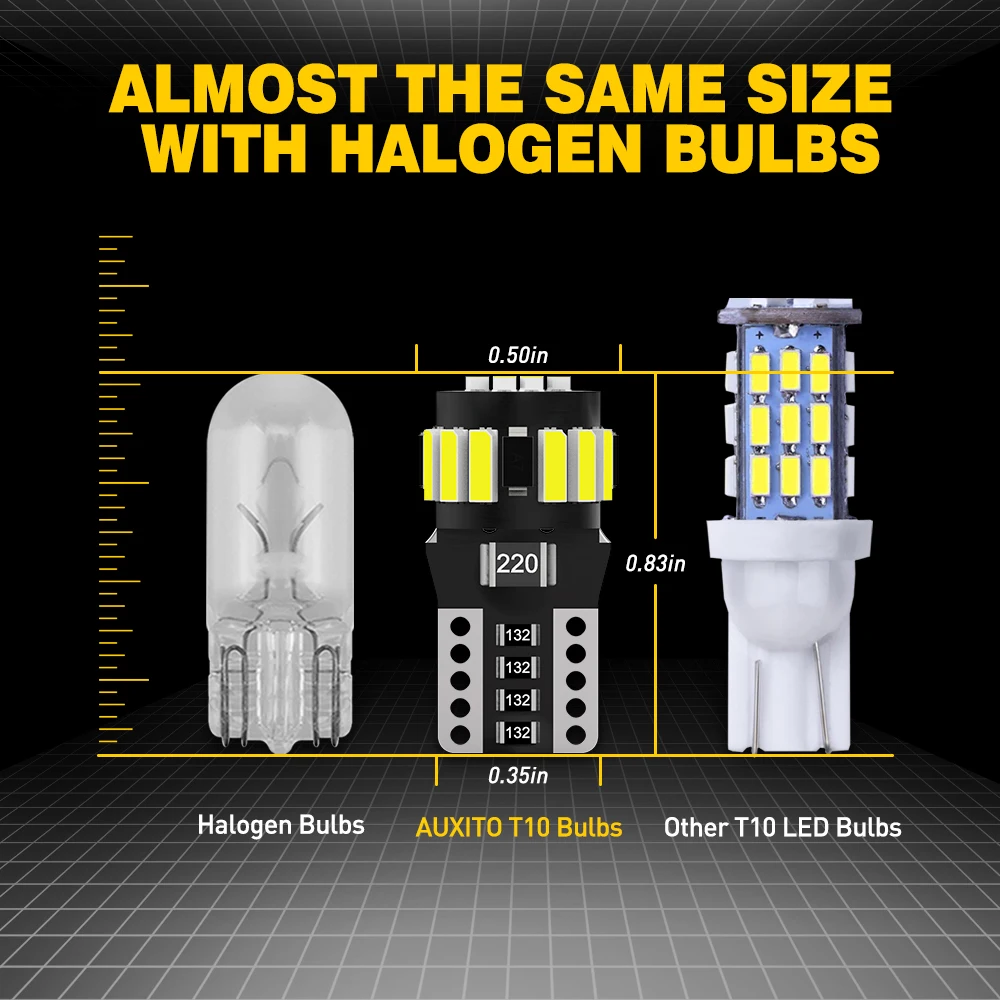 10 шт. автомобильные лампы AUXITO T10 168 дюйма 12 В 194 к