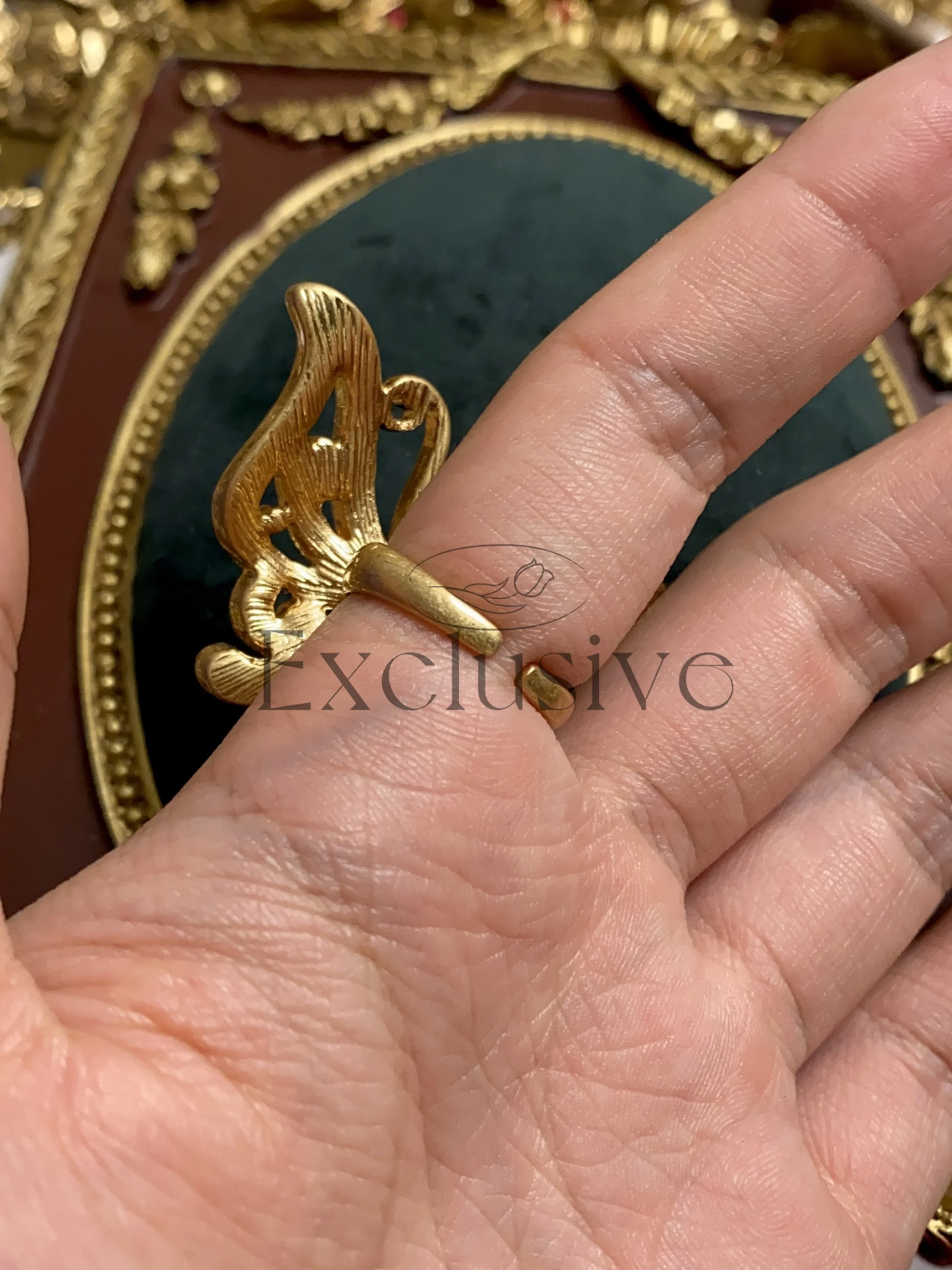 Легкое роскошное ретро-кольцо с серьгами бриллиантами. Средневековое элегантное