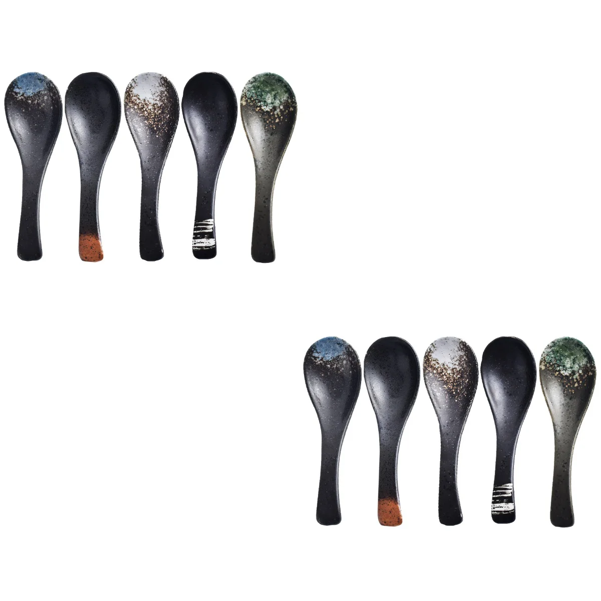 

10 Pcs Japanese Style Soup Spoon Ceramic Rice Spoon Home Kitchen Tableware
