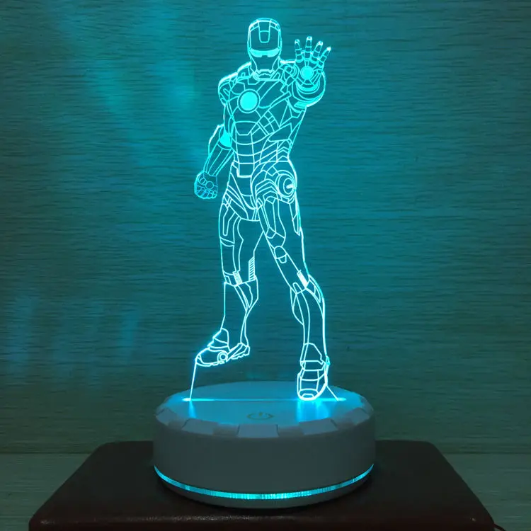 3D светодиодный ночник Marvel Железный человек светильник льник для детской спальни