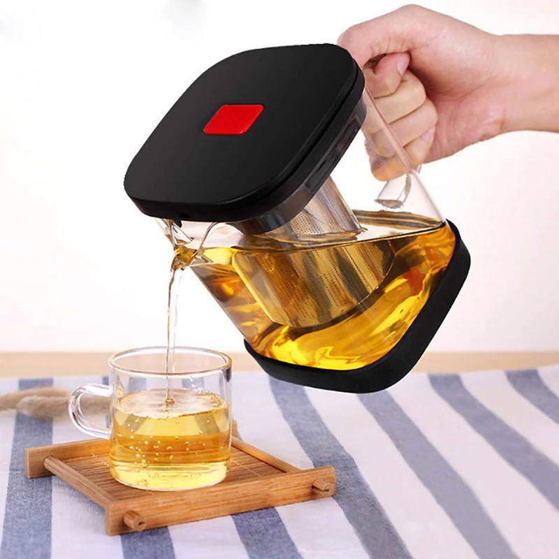 

Clear Glass Tea Set Teacup Sets Heat Resistant Square Glass Teapot With Tea Infuser Puer Oolong Tea Pots Kettle Office Tea Cup