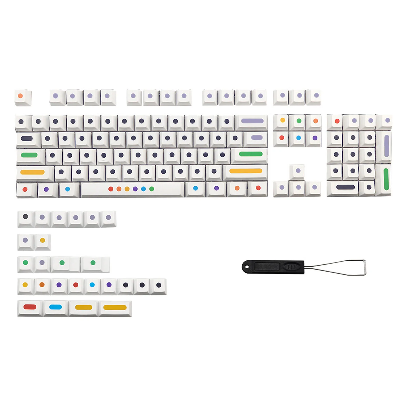 

128Keys/set Cute Dots With Key Puller PBT Keycaps Mechanical Keyboard Ergonomic Durable Gaming Gift Dye Sublimation Easy Install