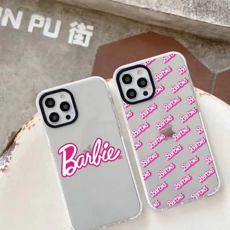 

Pink Doll Baby BarBIes Phone Case For iphone 14 Plus 13 12 11 Pro Max Soft Casetify White Border Cover Fundas