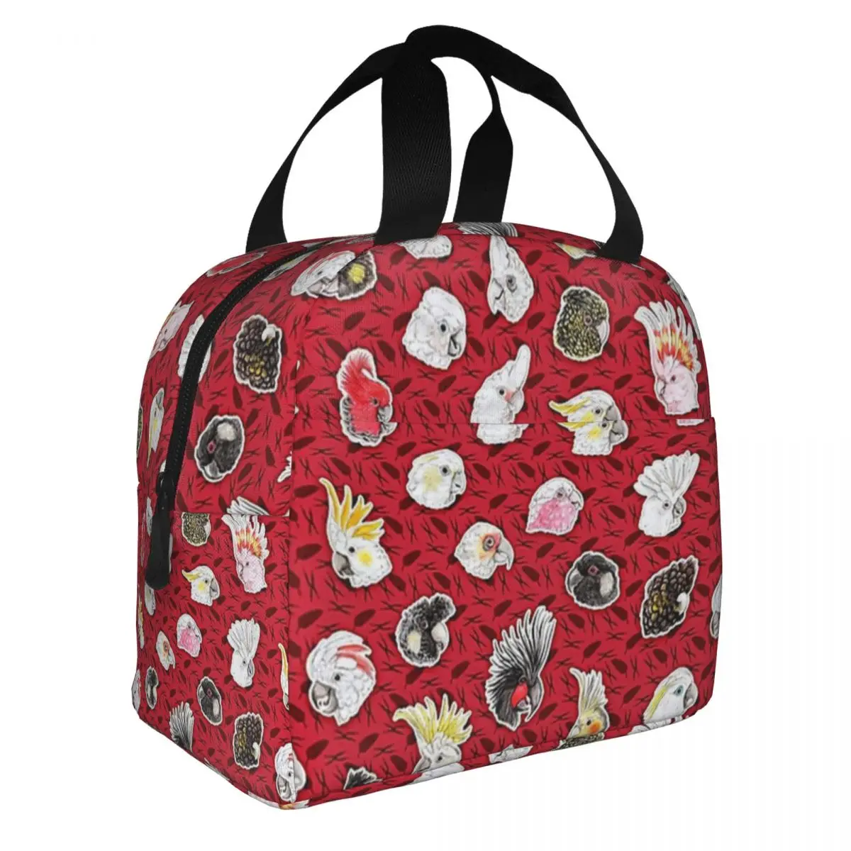 21 Cockatoos (in Red) Lunch Bento Bags Portable Aluminum Foil thickened Thermal Cloth Lunch Bag for Women Men Boy