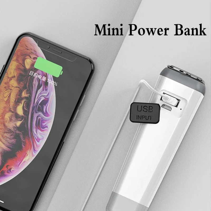 Portable Mini High Light Flashlight Power Bank  2 In 1 Waterproof Ultra Bright Torch USB Rechargeable Powerful Lamp Flashlight