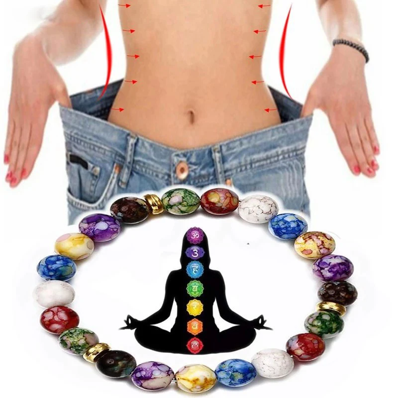

7 Chakra Reiki Healing Stone Bracelet Yoga Balance Energy Beads Volcanic Stone Lose Weight Bracelet Jewelry Bangle for Women Men