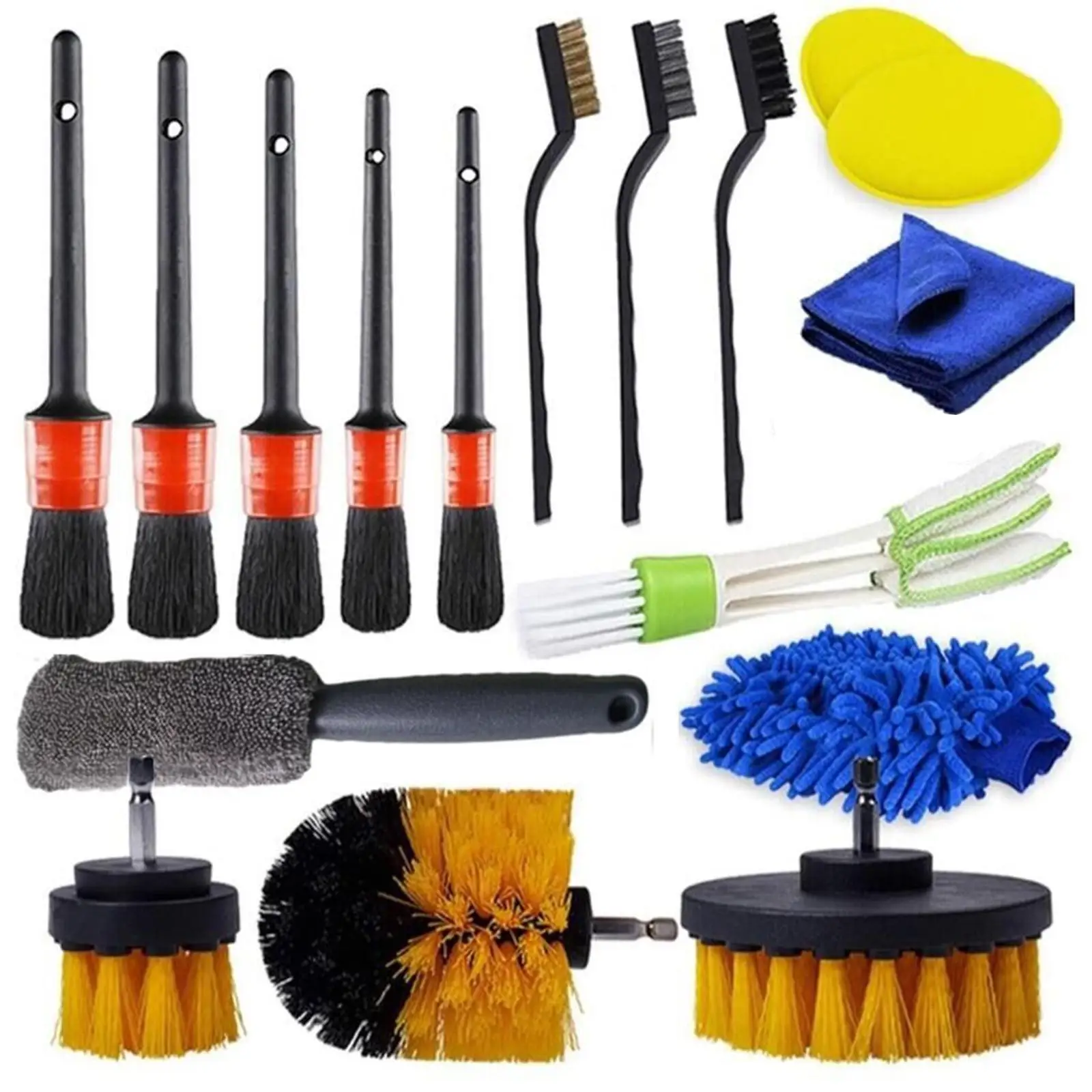 

Auto Detail Brush Set Power Scrubber Drill Brushes Car Detailing Brush For Air Vents Car Polish Pad For Glass Tire Rim Cleaning