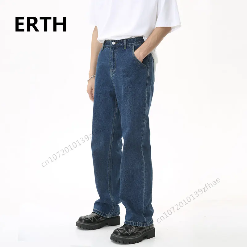 

ERTH Korean Style Fashion Men's Casual Jeans Wide Leg Loose Straight Denim Pants Male Tide 2023 Summer New Trend Clothing