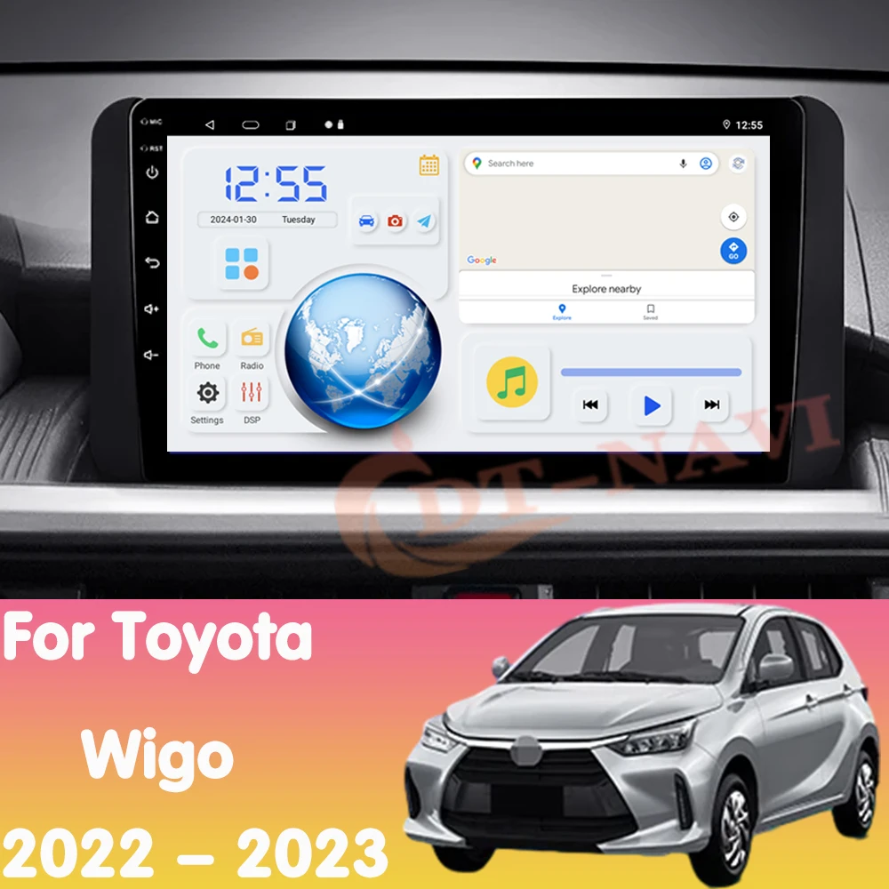 Автомобильный радиоприемник Android 14 для Toyota Wigo 2022-2023 Мультимидия Видеоплеер