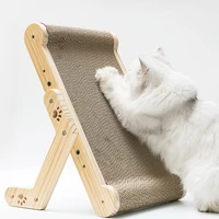 solid wood cat scratcher claw sharpener corrugated cardboard nest standing and lying dual purpose large cat toy