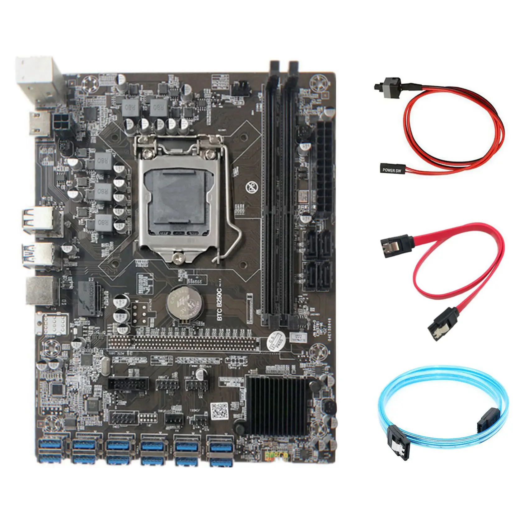 Материнская плата B250C Miner + кабель последовательного порта SATA3.0 SATA переходник Cable12