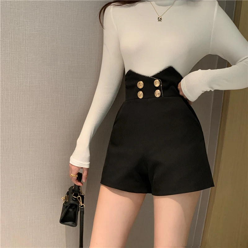 Women's Casual Shorts Y2k Fashion High Waisted Loose Solid Color Lrregular Design Kroean Version Straight Ladie Summer Pants