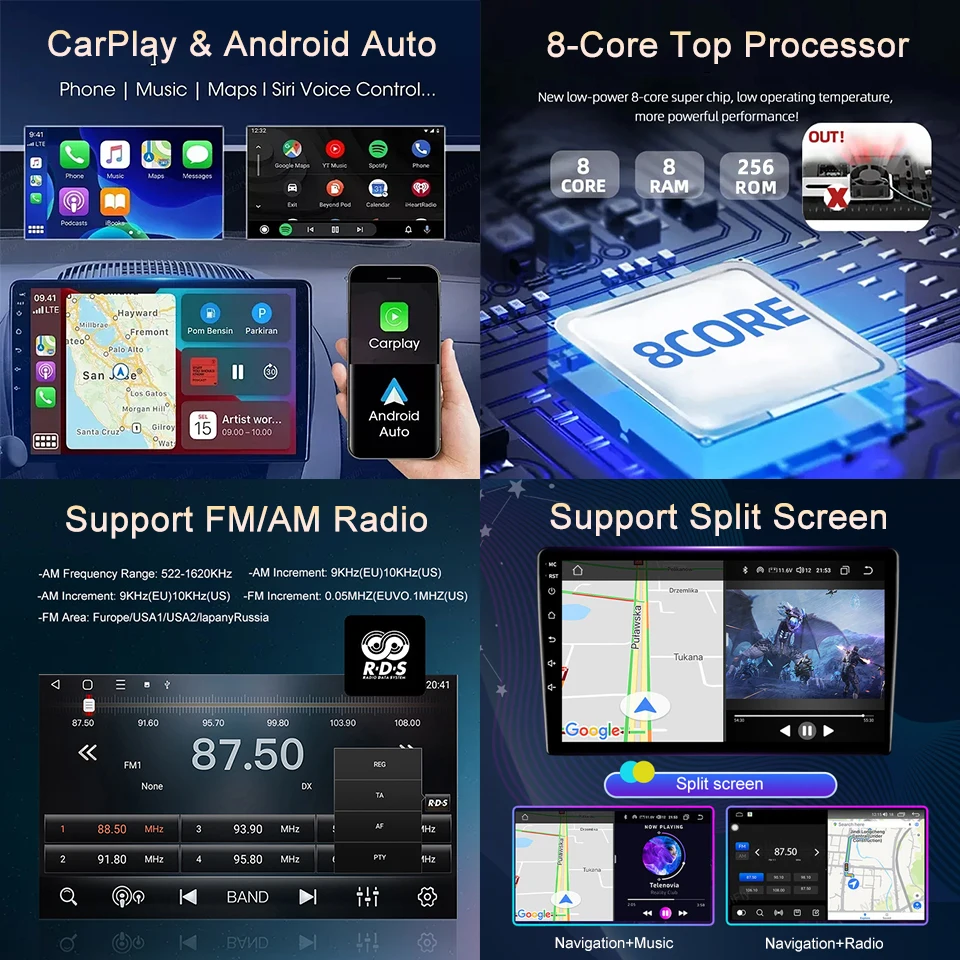 8-ядерный GPS Navi авторадио 7851 усилитель Carplay экран Android автомобильный радиоприемник