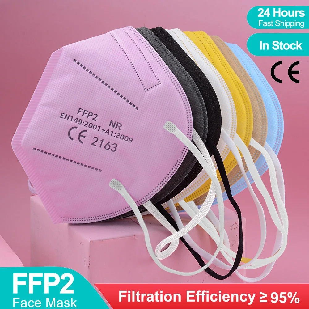 

FFP2 Masks KN95 Mascarillas FPP2 Negras Black Masque FFP 2 Filter Respirator 5 Layers Protective Adult Face Mask Facial FFP2MASK