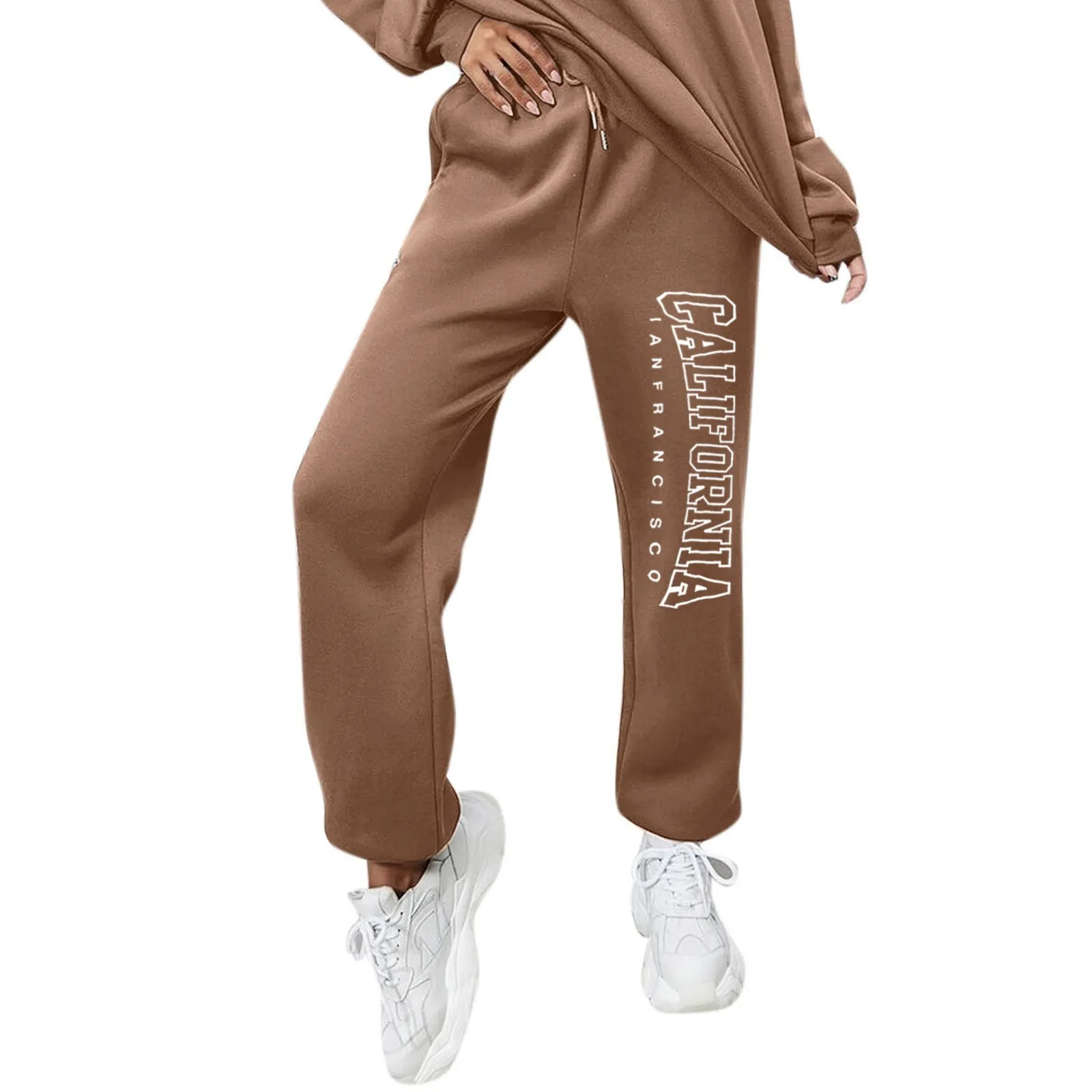 

Женские брюки-багги на завязках с графическим принтом и надписью, Осенние джоггеры с завышенной талией и длинными рукавами для женщин