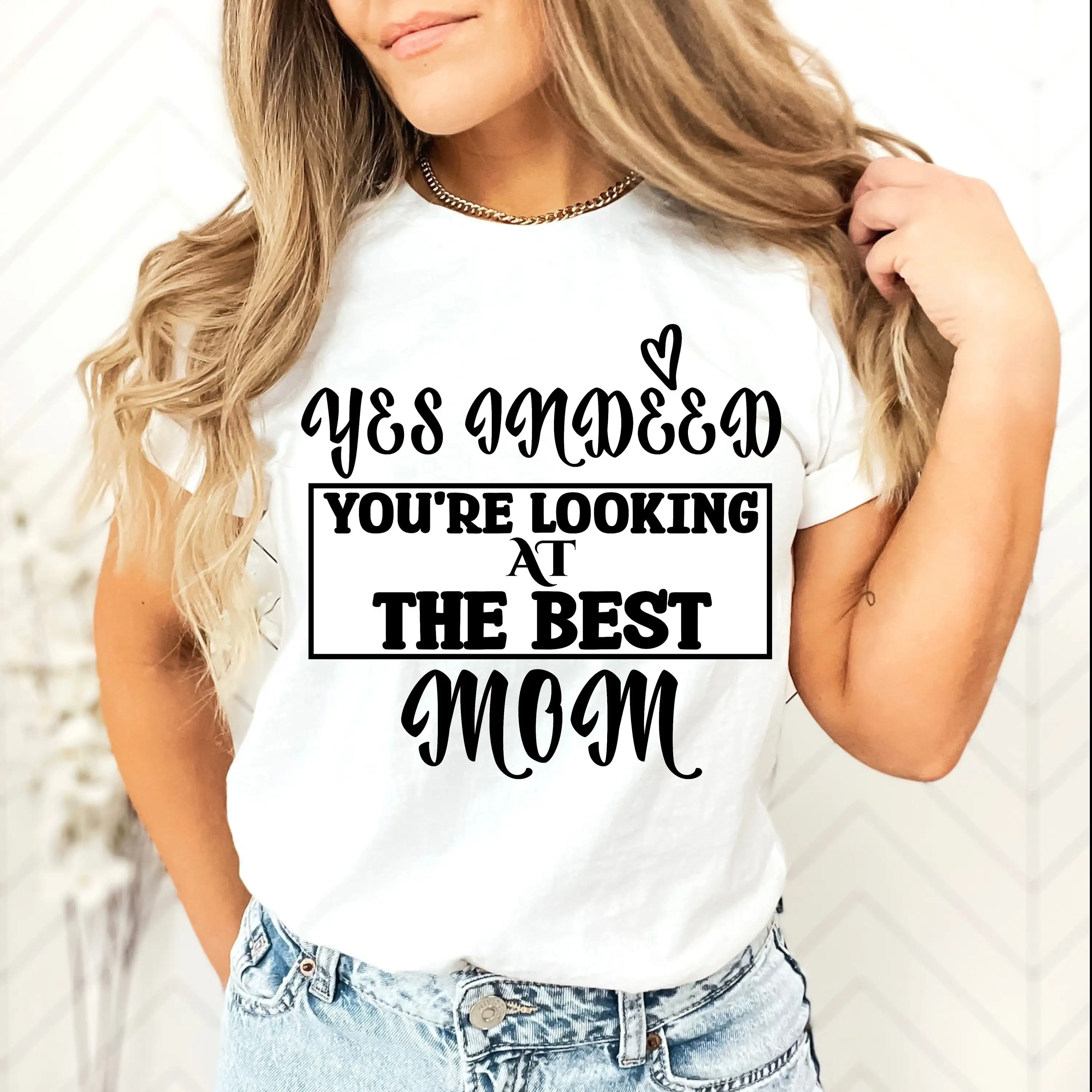 Женская футболка Yes Indeed Best Mom милая забавная для мамы и дочки