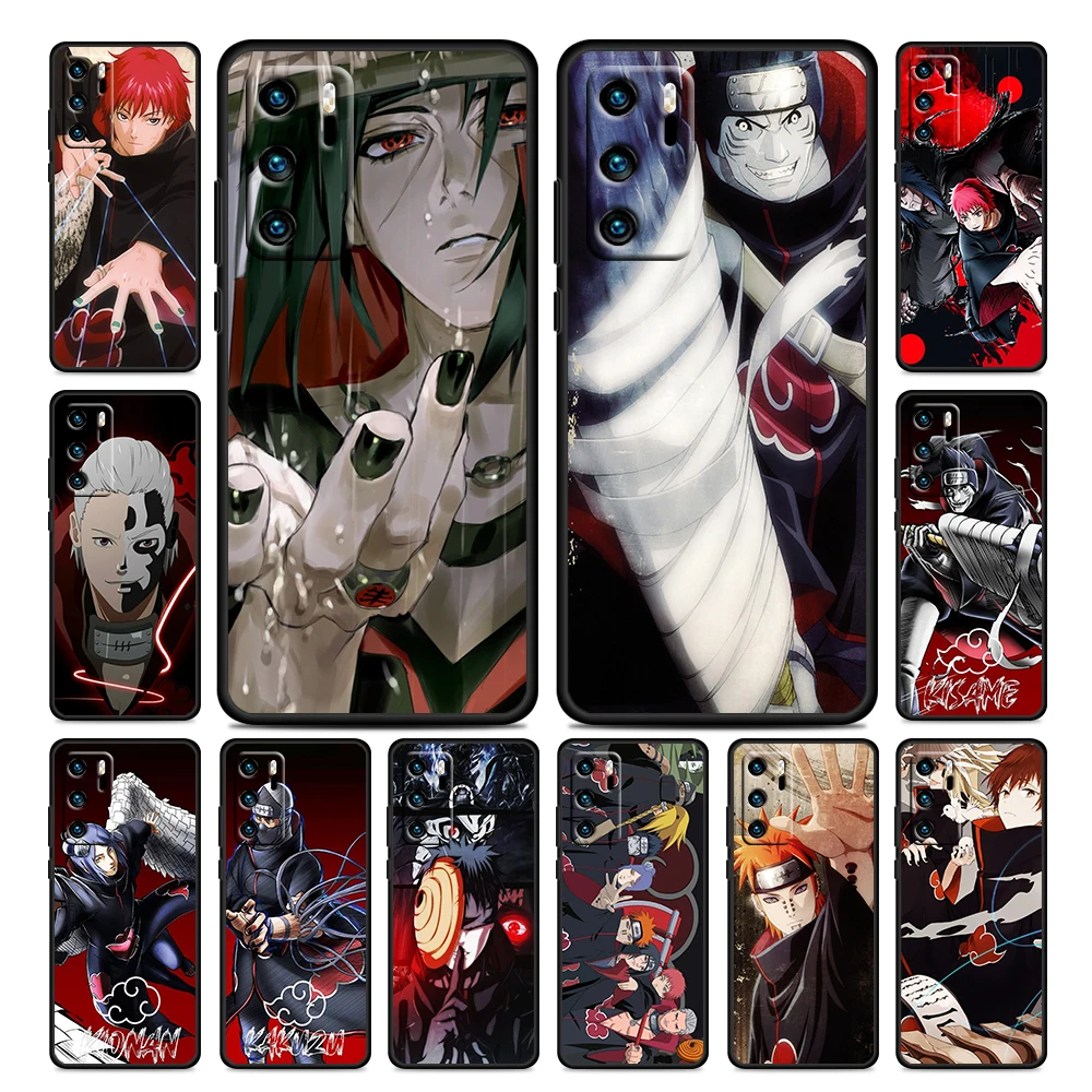 

Naruto Akatsuki Anime For Huawei P50 P20 P30 P40 5G P10 Pro Lite E Plus P9 Lite Mini Silicone Soft TPU Black Phone Case Cover