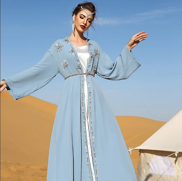 Ramadan Eid Open Kimono Abaya Dubai Turkey Islam Muslim Dress Abayas For Women Robe Caftan Marocain De Soiree Musulmane Femme